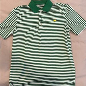 Masters Green and White Striped Kids Polo